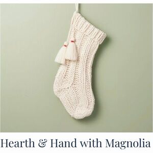 Hearth & Hand Cream Knit Stocking with Tassel